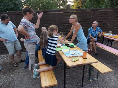 Malen und Wassersäule bei den Mötzlicher Wasserspielen 2018 in Mötzlich