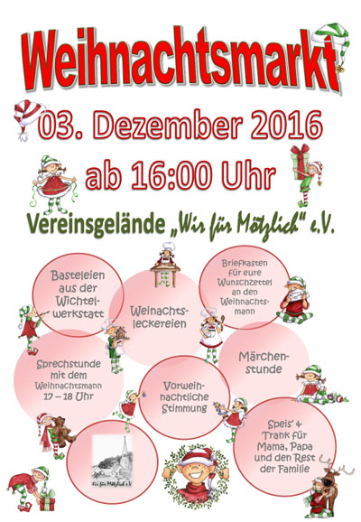 Plakat von unserem Adventsmakrt / Weihnachtsmarkt 2016 in Mötzlich